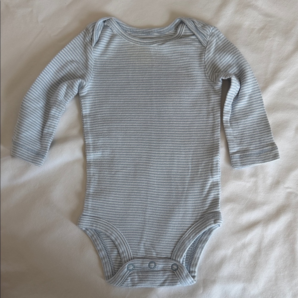 Carter's Light Blue Striped Long Sleeve Bodysuit